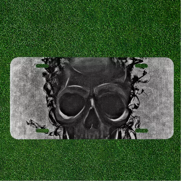Custom Personalized License Plate Auto Tag With Amazing Black Skull Design