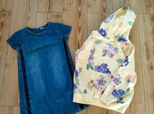 Girls Next Denim Dress & H&M Hoodie bundle age 10 Years