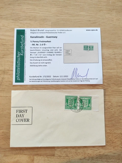 Deutsche Besetzung 2 WK Guernsey 1 FDC Befund Brunel Einwandfrei