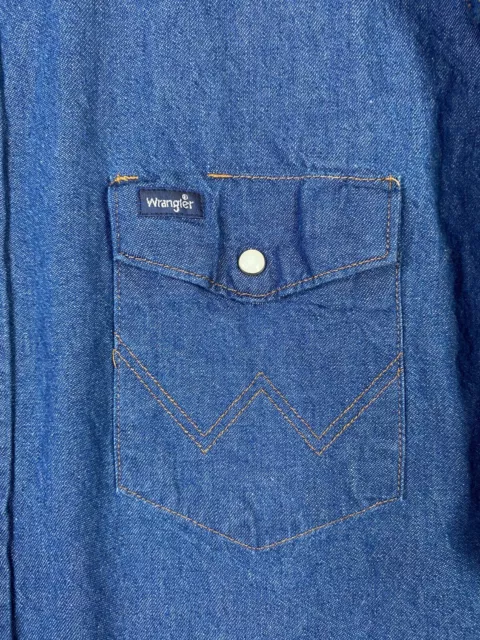 WRANGLER DENIM WESTERN Shirt Mens 2XT Blue Pearl Snap Short Sleeve ...