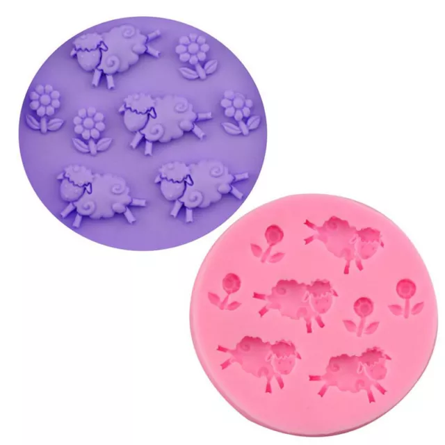 Animal sheep & flower Silicone Fondant 3D Cake Mold Candy Chocolate Decorat^P Sn