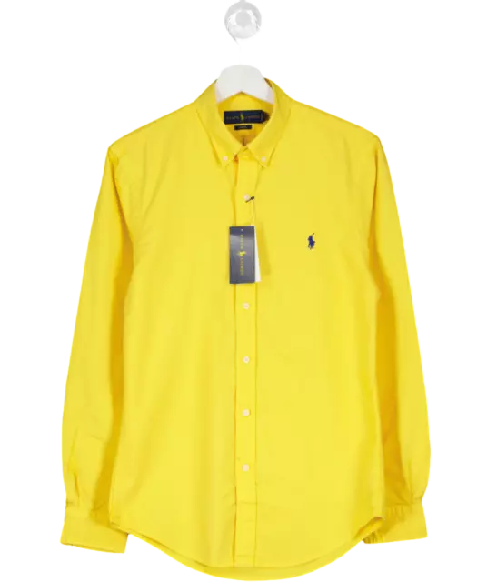 Polo Ralph Lauren Yellow Slim Fit Shirt With Embroidered Polo Player BNWT UK S