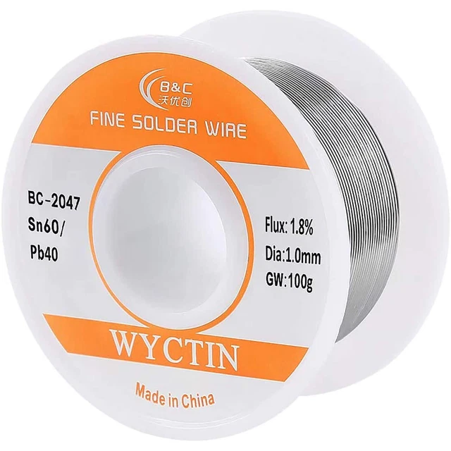 WYCTIN 2047 1.0mm 100g 60/40 Active Solder Wire with Resin Core for DIY Solde...