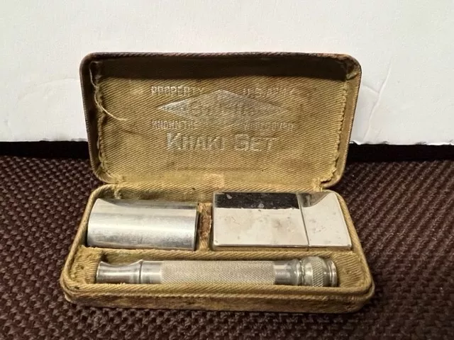 Vintage Gillette Military Khaki safety razor set