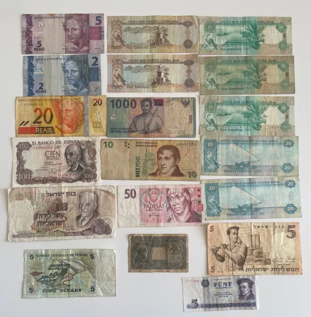 lot de 19 billets de banque ancien divers pays