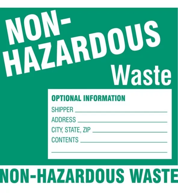 Brady 6X6 Non-Hazardous Waste 50 Pcs/Pkg Haz, White on Green, Decal / Sticker