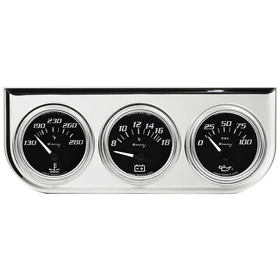 Equus 2.0 Dia Triple Gauge Set w/Chrome Panel - E7200