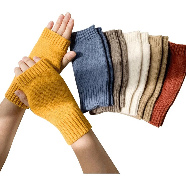 Gants Demi-Doigts En Tricot - Unisexe, Hiver, Longueur 21 Cm, Confortables Et Élégants