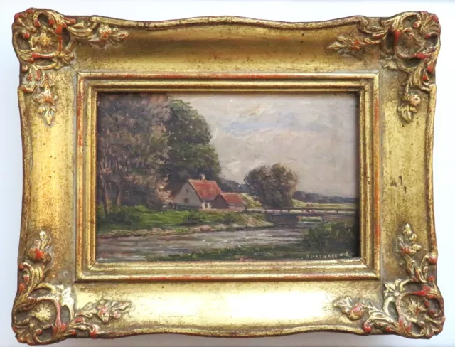 Ernst HAYMANN (1873-1947) Ölbild - Bauernhaus & Flusslandschaft - signiert