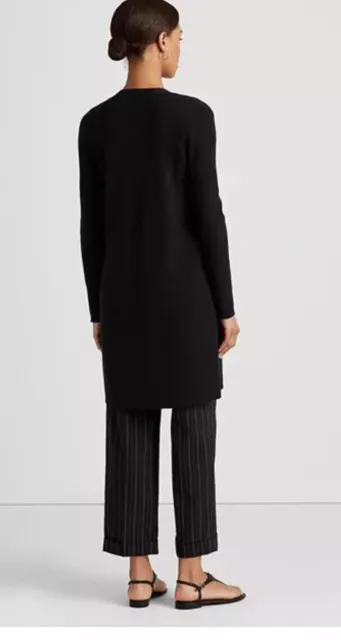 Lauren Ralph Lauren L23209 Womens Black Open-Front Cardigan Size PM 2