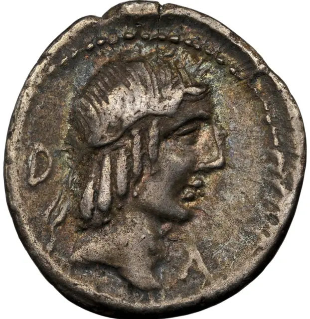 Roman Republic  L. Calpurnius Piso Frugi   90 BC   AR denarius  NGC Ch VF  Rome