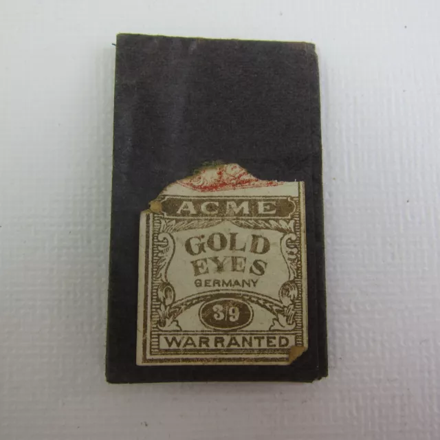 Antique Package Sewing Needles Acme Gold Eyes #3/9 Germany