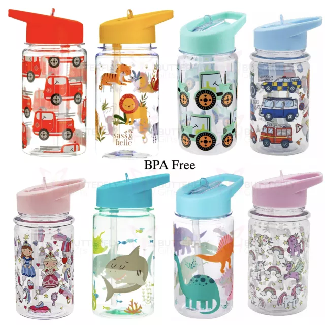 Kids Boys Girls Children Drinking Water Milk Bottle Folding Straw Bottle No BPA