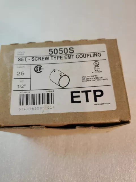 Box Of 25* ETP 5050S SET-SCREW TYPE EMT COUPLING