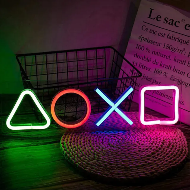 Gamer Deko Playstation Lampe Symbole Icon Licht Leuchte Gaming Nachtlicht LED