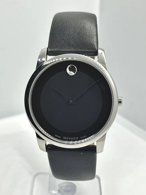 Movado Men's Museum Classic Silver/Black Leather Band 40mm Watch 0607269 3