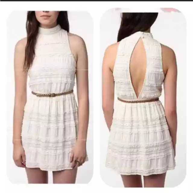 Urban outfitters lace dress white high neck open white bridal S Small