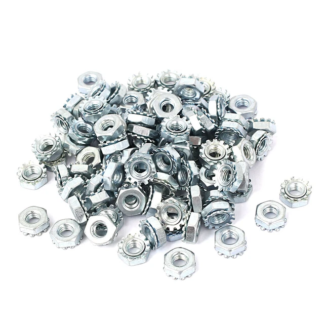 10 #-32 femmina placcati zinco Kep dado esagonale e a stella, 100 pz