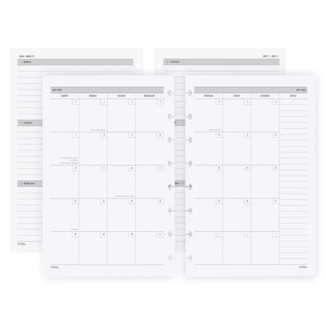 20242025 TUL DISCBOUND Academic W/M Refill Planner Pages, Junior, July