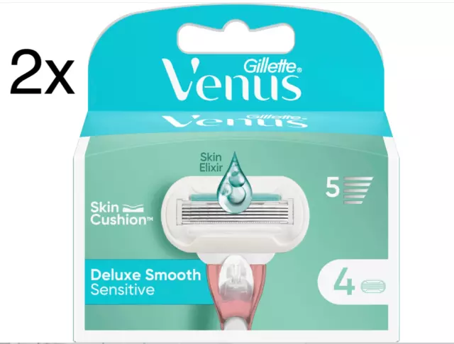 2x Gillette Venus Rasiererklingen, Deluxe Smooth Sensitive, 8 St. ( 2erPack )