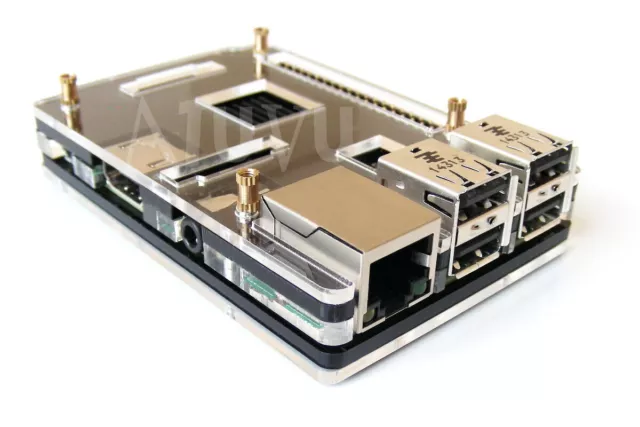 Boitier Transparent Noir pour Raspberry Pi 2 3 Design Acrylique RP2 B B+ RP3 T1