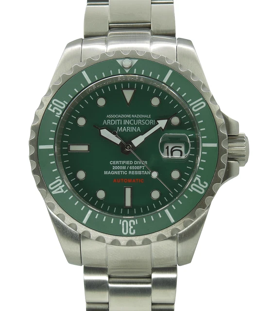 M.E.C. Orologio Subacqueo Automatico Uomo 45mm - Doppio Cinturino (Silicone E Acciaio) - Vetro Zaffiro, Fondo Antimagnetico, Impermeabile 200m - Made In Italy