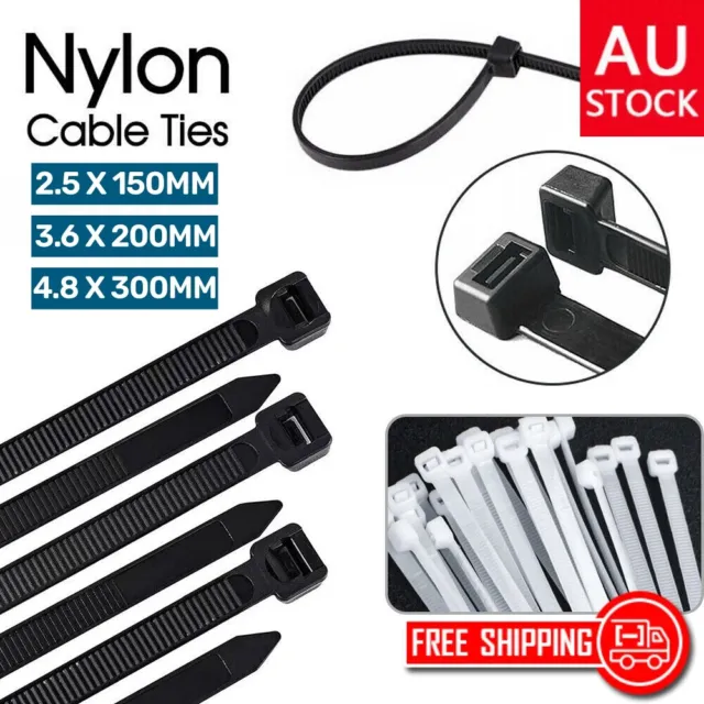 Cable Ties Zip Ties Nylon UV Stabilised 100/500/1000x Bulk Black Cable Tie AUS