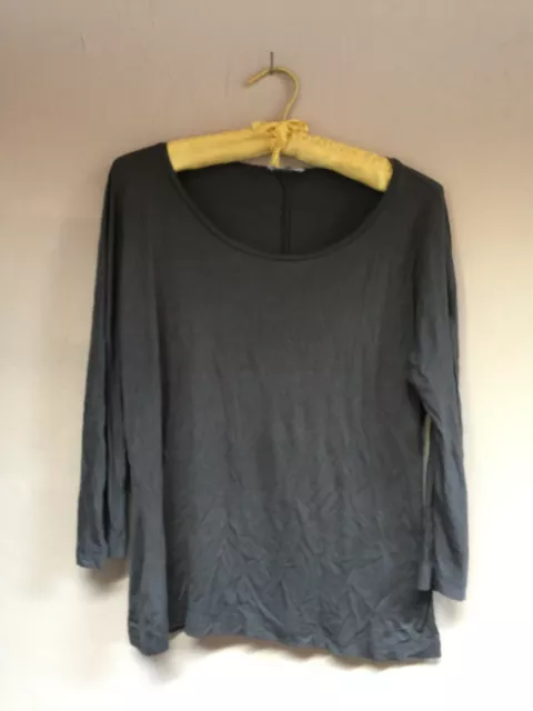 Max Mara Womens Medium 3/4 Sleeves Top Round Neck Gray Made In Italy