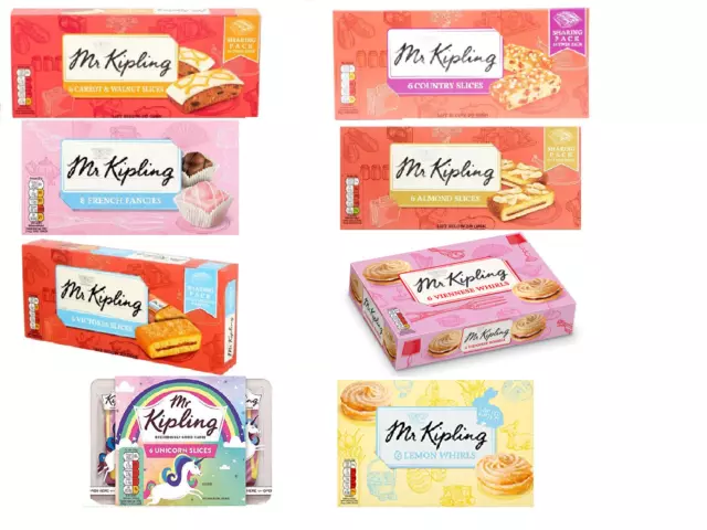 *Mr Kipling cakes Slices Unicorn Almond Walnut Viennese Whirls Battenbergs