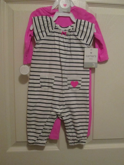 Carters Baby Girls layette two Piece set of Jumpsuits Size 3M New
