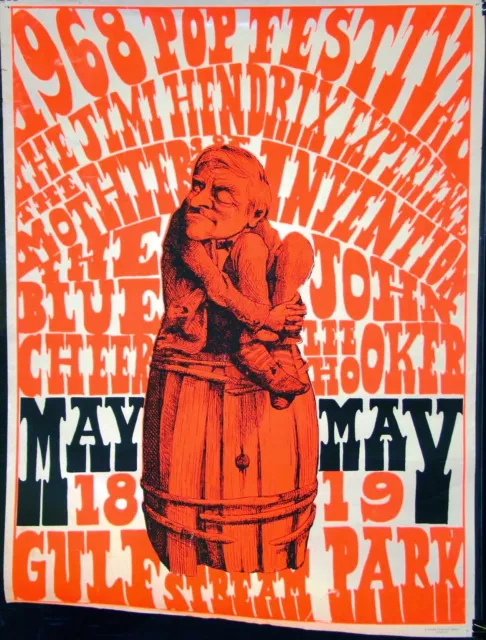 0575 Vintage Music Poster Art  - 1968 Pop Festival Jimi Hendrix