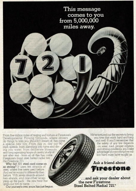 1977 Vintage Print Ad Ask a Friend About Firestone Steel Belted Radial 721 Tires