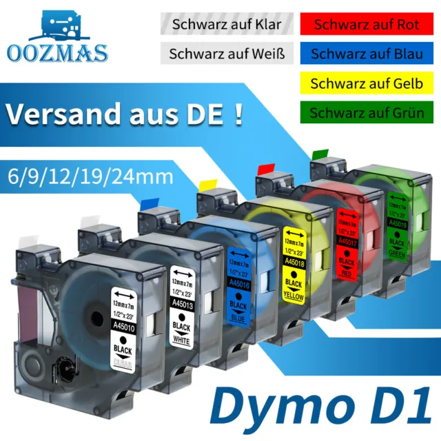45013 Kompatibel Dymo D1 LabelManager LabelPoint Etikettenbänder 6mm 9mm 12mm