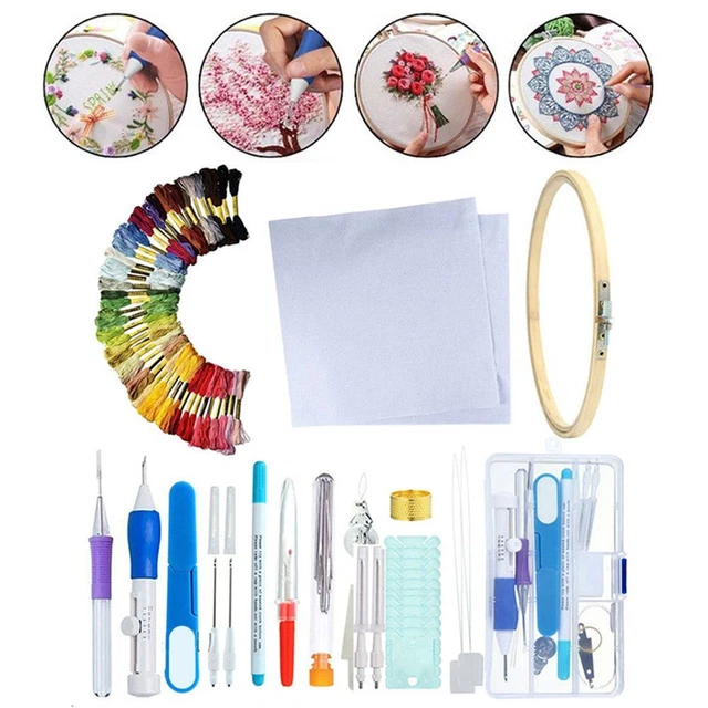 Kit de bordado de punto con aguja hecho a mano hilo de bordado Poke cruz puntada kit