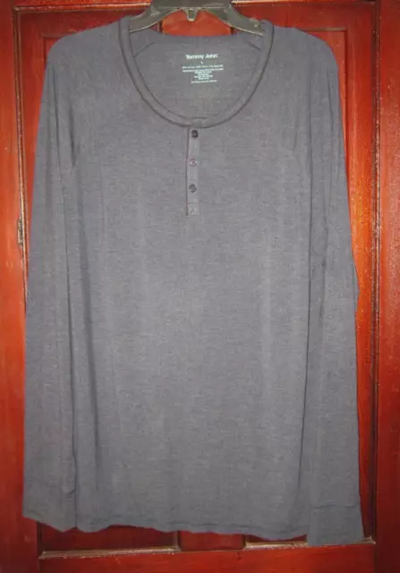 Tommy John Size L Men's Shirt Top Stretch Pullover Soft Blue Long Sleeve