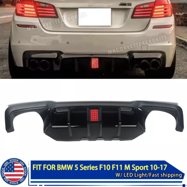 Gloss Black FOR 11-16 BMW F10 F11 M5 535i 528i F1 Style Rear Bumper Diffuser Lip