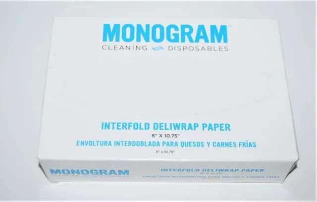 Monogram Interfold Deliwrap Paper Cleaning Disposable 8" x 10.75" 500 Sheets