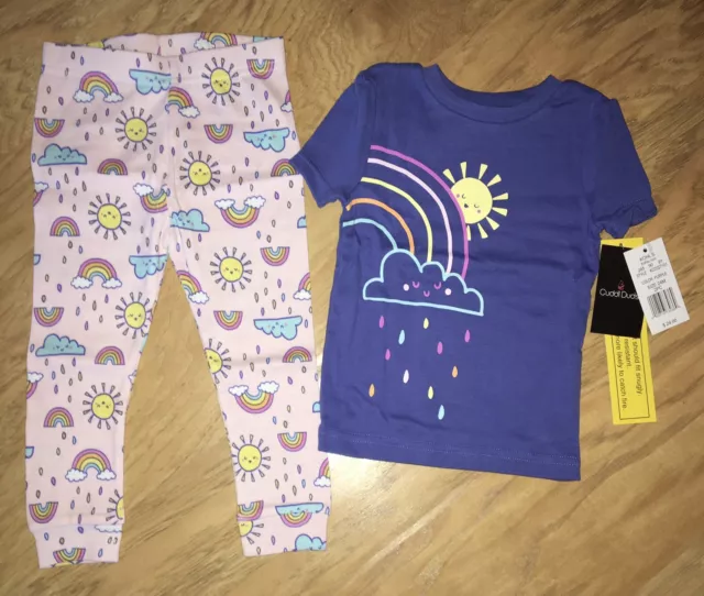 Cuddl Duds Toddler Girl's 2-pc Rainbow Pajama Set Size 24 Months Pink, Blue