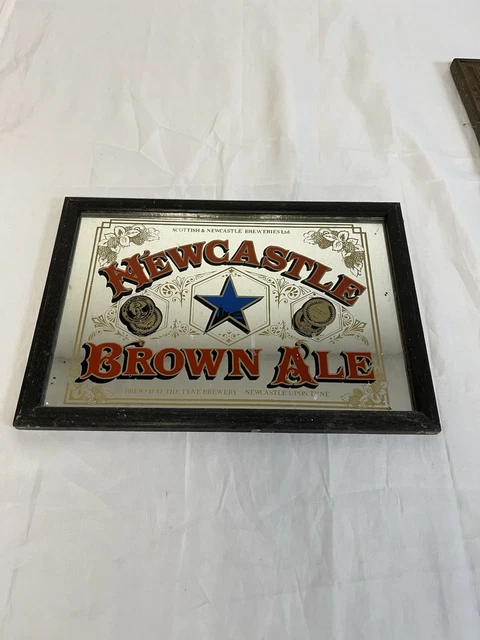 NEWCASTLE BROWN ALE Beer Mirror Vintage Scotland Tyne 9x13