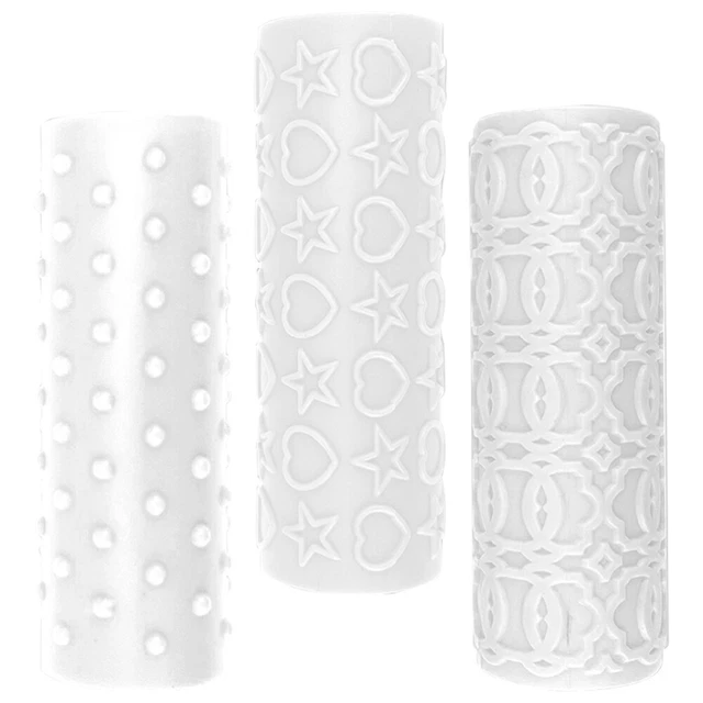 3 un. rodillos de textura de arcilla para decorar rodillo de textura de plástico para arcilla de polímero