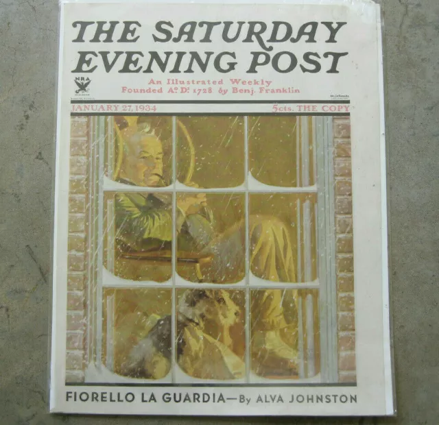 The Saturday Evening Post with Wire Fox Terrier by Norman Rockwell Cover ~ 1934