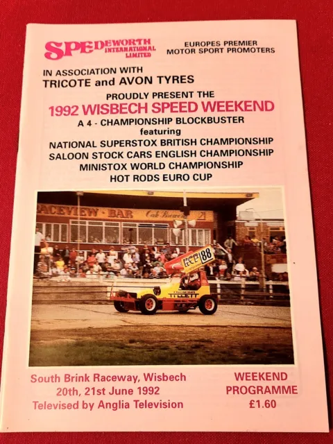 Spedeworth Wisbech Speedweekend Stock Car Racing Programme 20/21 June 1992 Mint