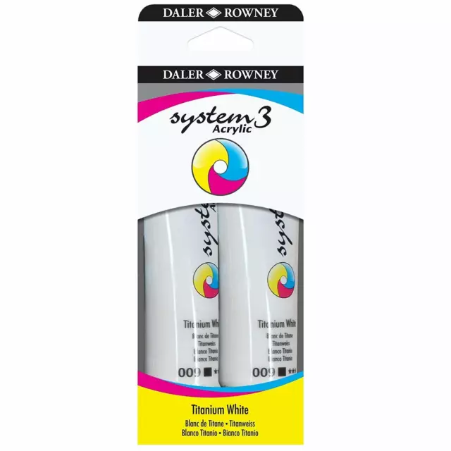 Daler Rowney Sistema 3 Pintura Acrílica Pack Doble 2X Blanco Titanio 150ml