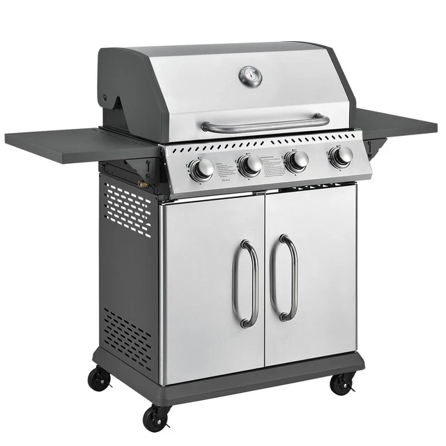 Gasgrill Grillwagen BBQ Grill Grillstation Griller Edelstahl 4 Brenner Juskys®