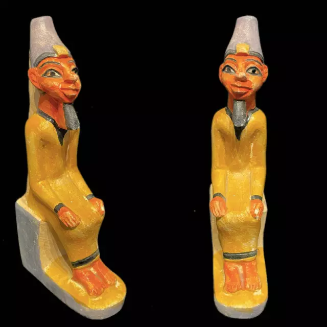 ANCIENT EGYPTIAN HEAVY STONE SEATED PHARAOH STATUE - 664 - 332bc (5)