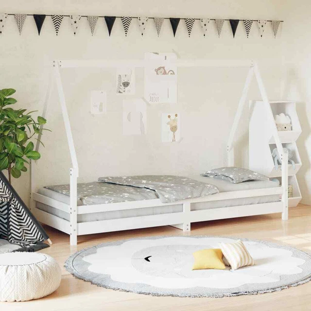Giroletto per Bambini Bianco 90x200cm in Legno Massello di Pino vidaXL