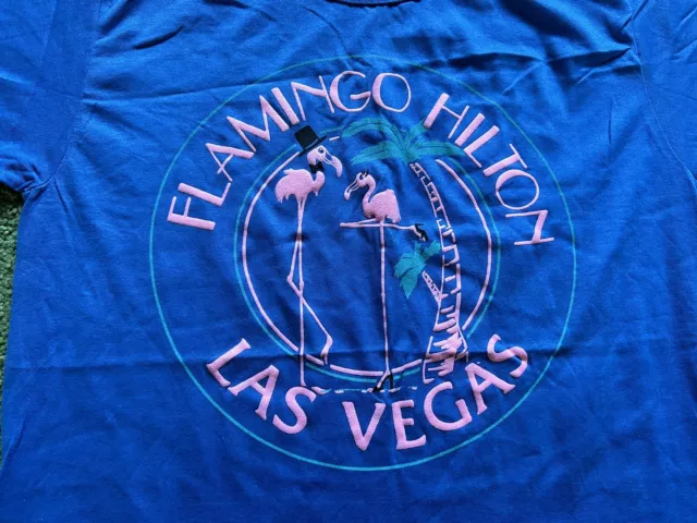 Rare Vintage 1980s Flamingo Hilton Las Vegas Travel Souvenir Tee T-Shirt L 2