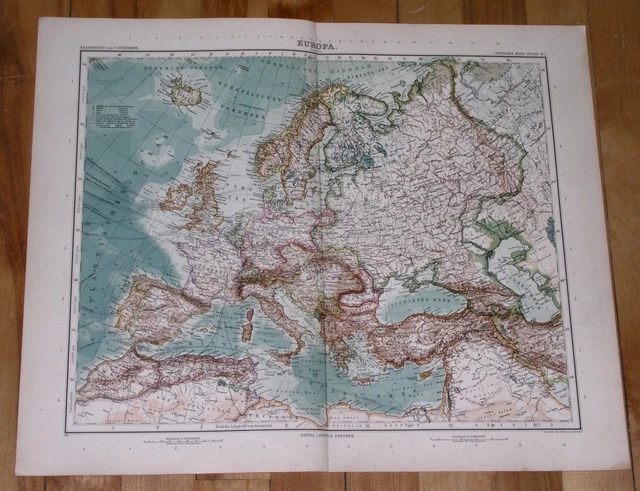 1908 ORIGINAL ANTIQUE Map Of Europe Russia Germany Poland Italy Turkey ...