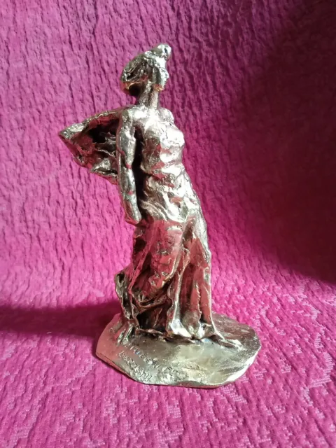 Sculpture Statue Bronze Dorée Signé Bazzoni ? Étudiant De Bazzoni ? Femme Ailée