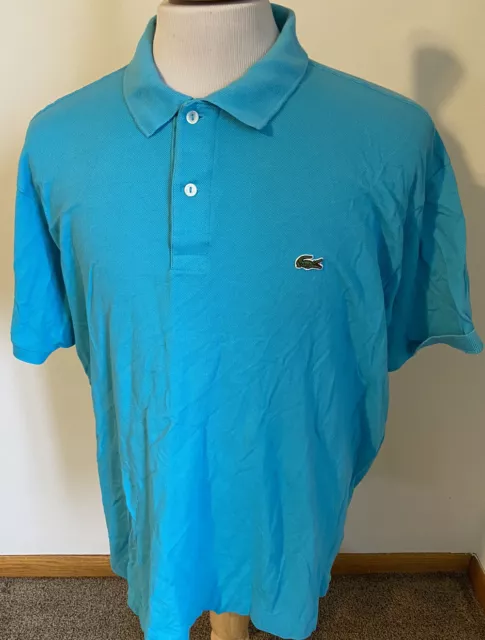 Lacoste Classic Fit Blue Short Sleeve Polo Shirt Mens Size 9 4XL Croc Logo